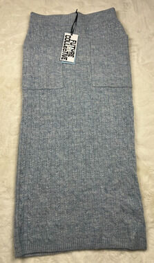 Future Collective Reese Blutstein Womens XS Blue Cable Knit Midi Skirt NWT